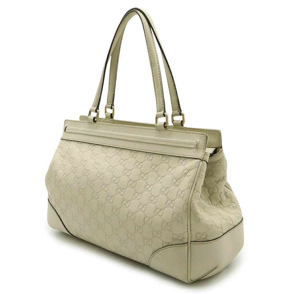 Gucci Mayfair Leather  Bag White Tote Ribbon Ivory ssima Shoulder Handbag White